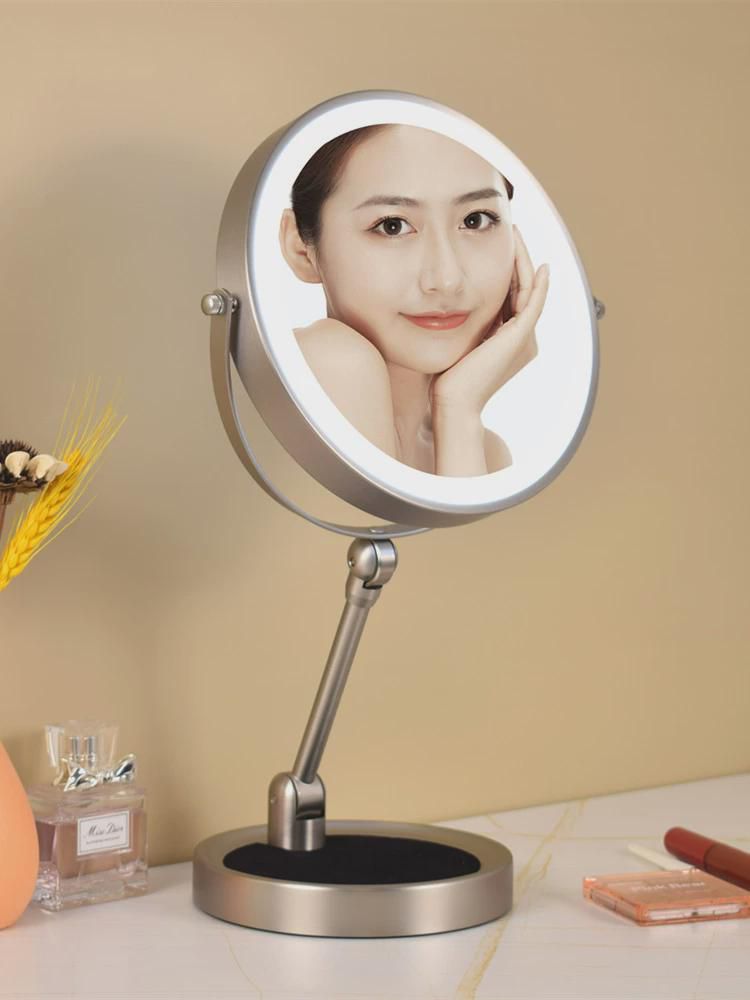 화장거울 탁상용  탁상용 접이식 가정용 램프 포함 스마트 LED 램프 보광 뷰티 미러 양면 거울 : 정평각도
