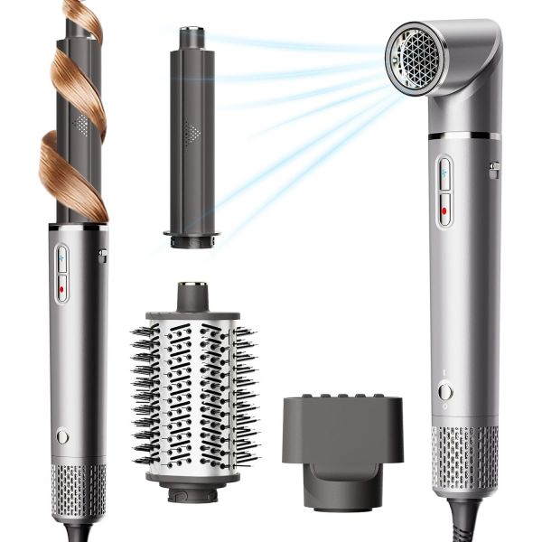 에어 스타일링 및 건조 시스템 5 in 1 헤어 스타일러Automatic Curler 포함 강력한 열풍 브러시 스타일러 스타일링용 건조기Purple with... 