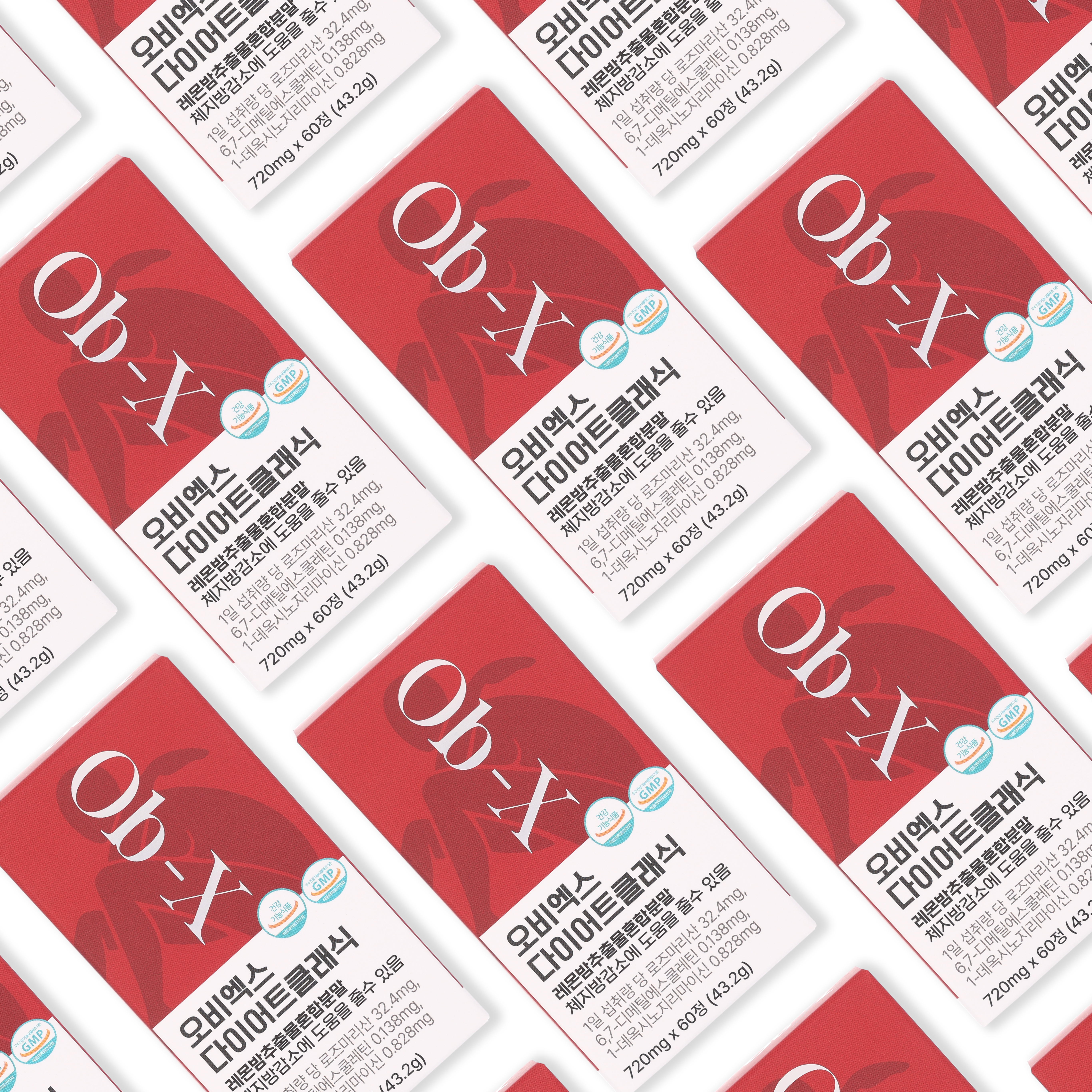 복부 내장지방다이어트 Ob-X 레몬밤추출물혼합분말 오비엑스 다이어트 클래식 180정(3개월분) : 안지오랩