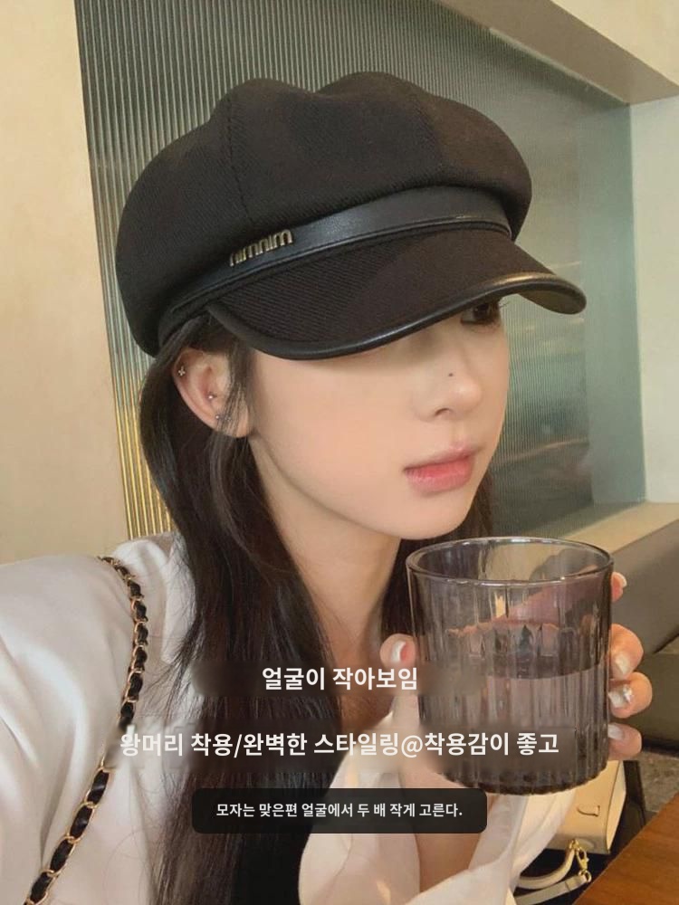 가을 겨울 캡 여아 일본계 캐주얼 빈티지 화가 모자 베레모 얼굴 작은 잉글리쉬 팔각모자 : 모코르드