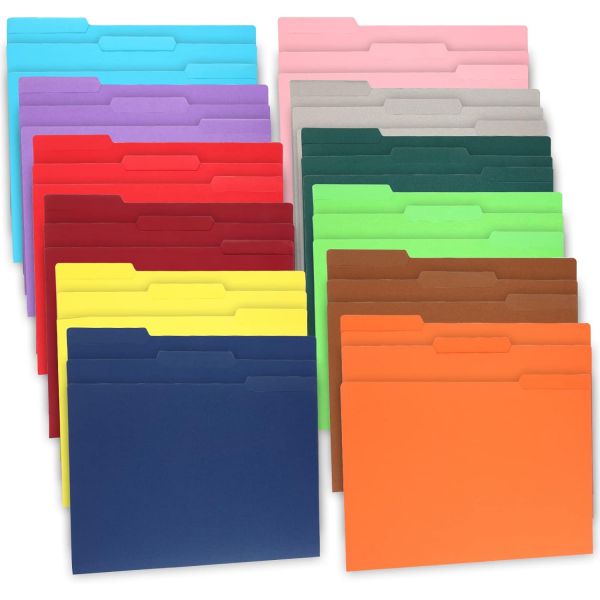 EOUT 36pcs 파일 폴더 글자 크기 문서용 12가지 다양한 색상의 13컷 탭 마닐라 9.5 x 11.5인치 노트 오피스 학교 홈용 : 아이디일레븐