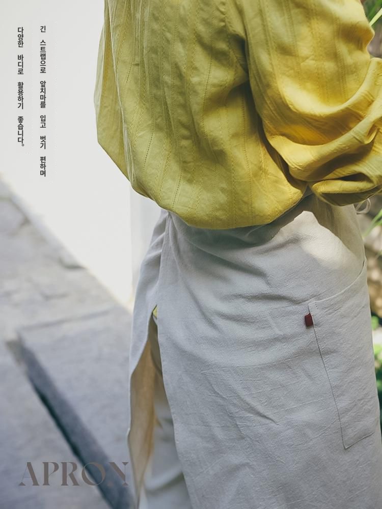 문예 일본식 도톰한 면 마초대 레스토랑 앞치마 화실 네일샵 카페복 앞치마  로고 : 메이휴서