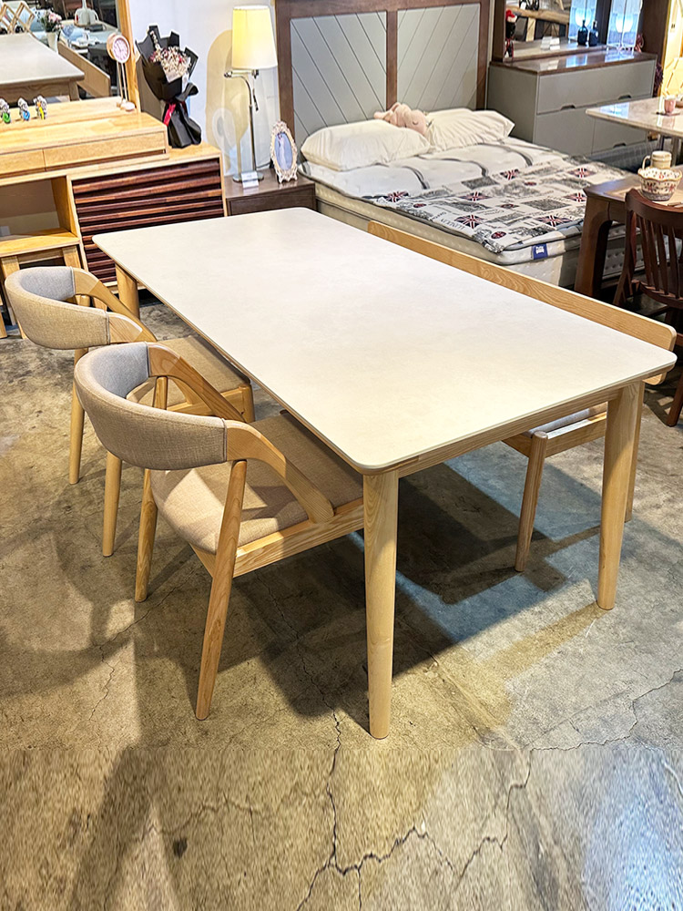 [파뜨가구] 베르시 애쉬원목 포세린세라믹 4인식탁 / 6인식탁 세트 : 시흥가구단지 파뜨가구
