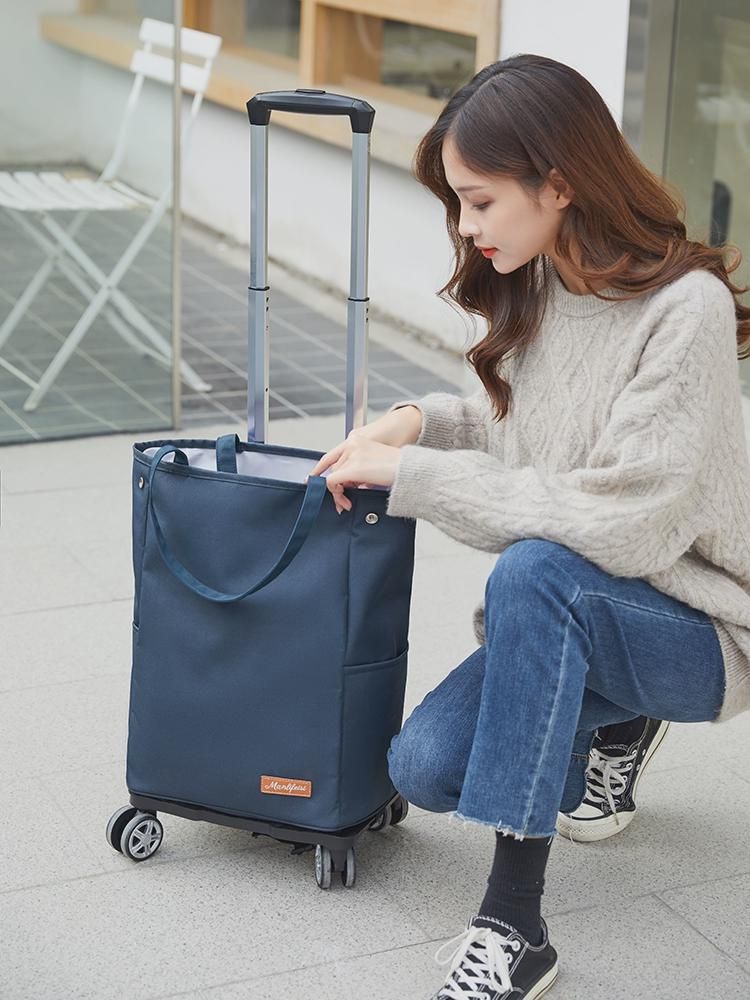 장보기 카트 작은 카트 장바구니 장바구니 노인 휴대용 접이식 가정용 쇼핑백 엄마 장바구니 가벼운 쇼핑 카트 : 규마져스