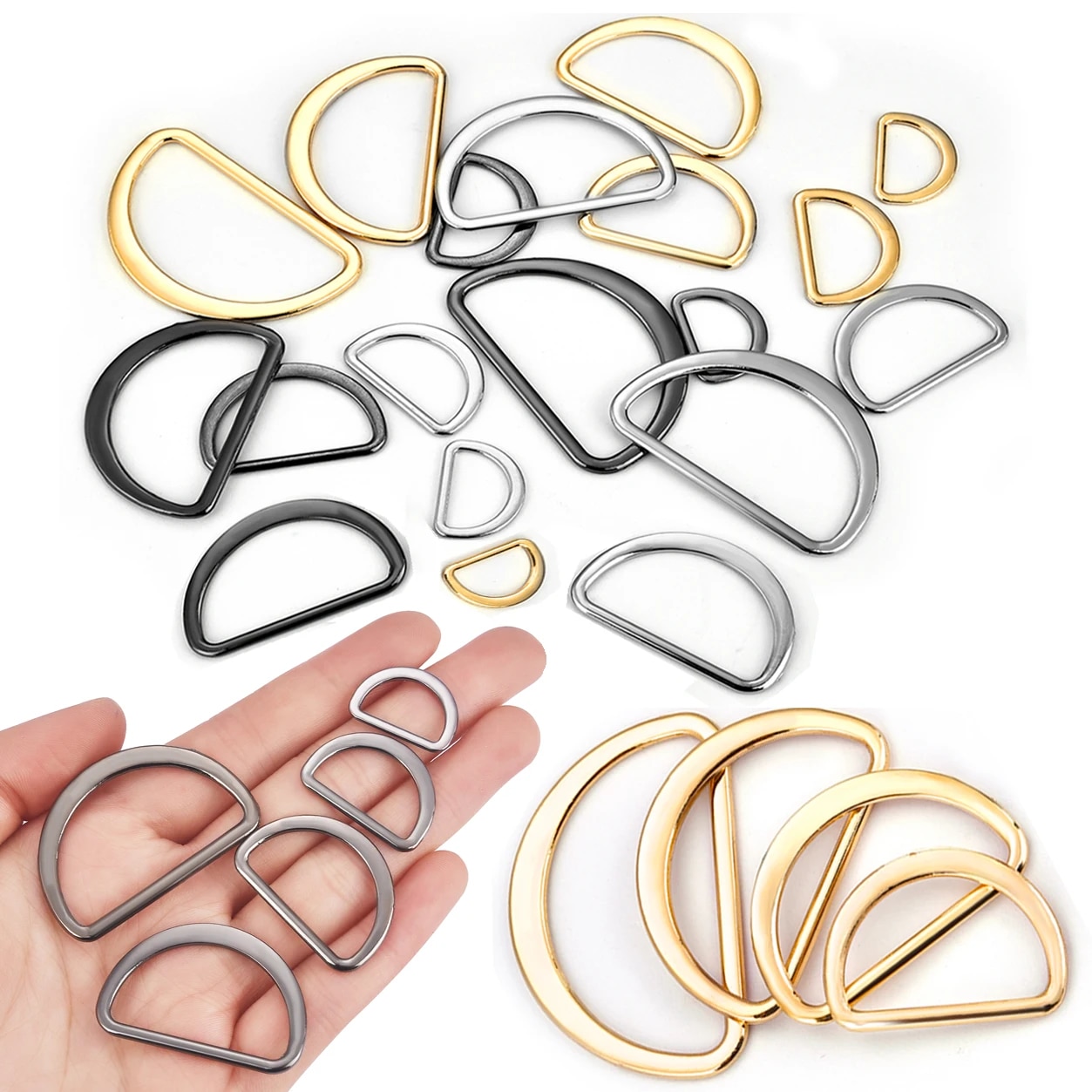 태블릿 테블릿 크로스백 10 개/묶음 15mm/20mm/25mm/30mm/40mm 실버 블랙 브론즈 골드 타입 D 링 연결 합금 금속 메탈 신발 가방 버클 DIY... 