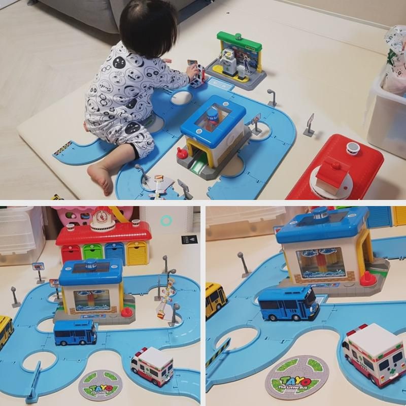 타요태우꼬마버스 버스레일놀이 주유소 주차장 세차세트 슬라이드완구 : 게제린드