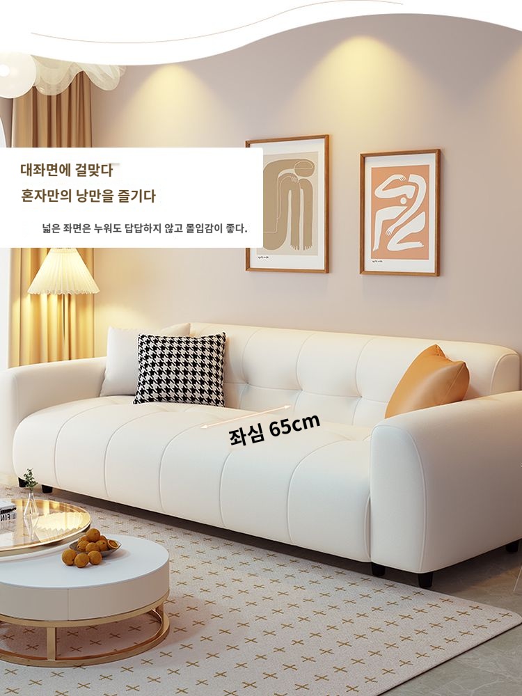 인플루언서 풍 소파 소품형 거실 아파트 이탈리안 럭셔리 모던 심플 화이트 고양이 가죽공예 소파 : 다미로제