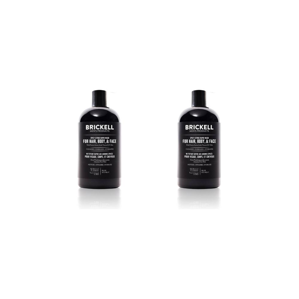 Brickell Mens Products Rapid Wash 바디워시 Spicy Citrus 2팩 : 제이와이 인터내셔널