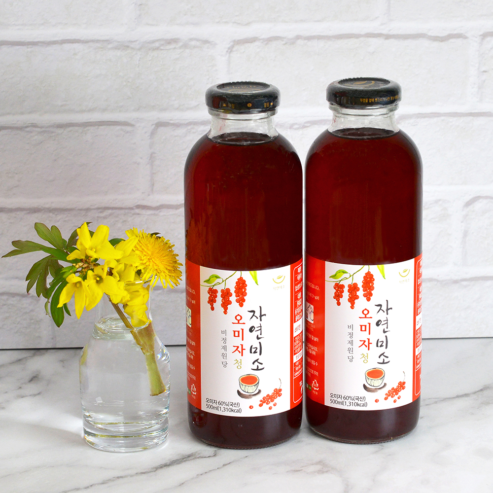 문경 오미자청 원액 500ml 2병 비정제원당 : 자연미소