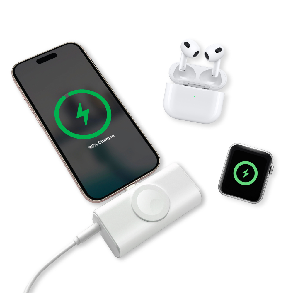볼트엠 3in1 도킹형 미니 보조배터리 애플워치 8핀 C타입 충전가능 4500mAh : 볼트엠