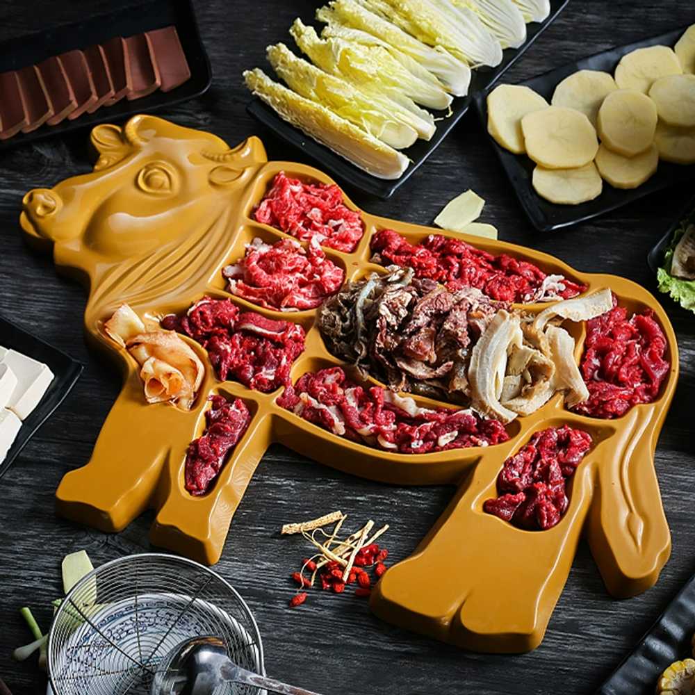 소고기접시 업소용 한우 소고기 멜라민 서빙접시 : 잇츠클래시