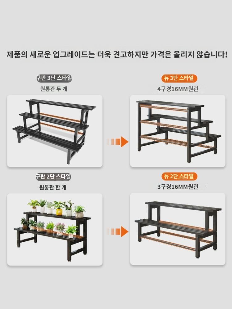 꽃꽂이 선반 발코니 야외 계단식 스테인레스 스틸 다층 화분 선반 거실 바닥 다육 선반 : 거산2