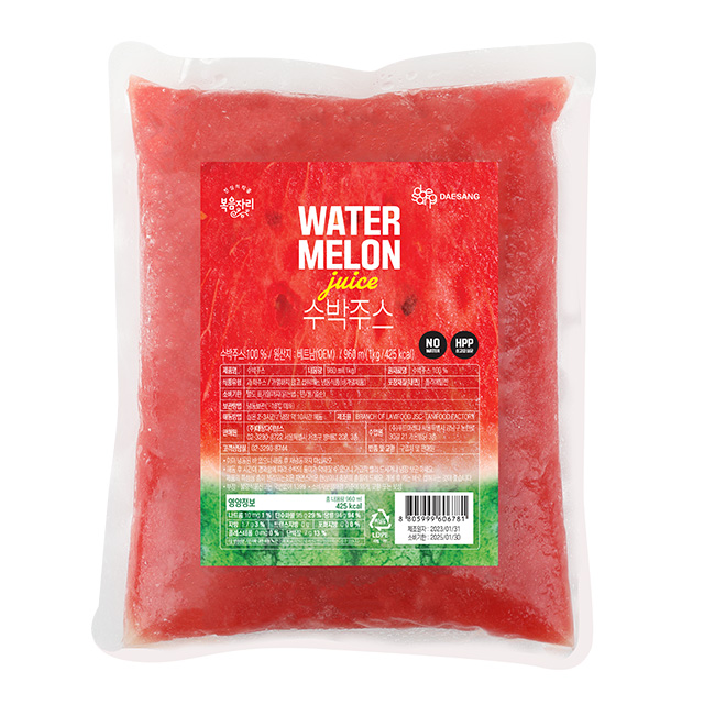 (아이스박스포함) 대상 복음자리 수박주스 1kg 리얼 착즙 100% 땡모반주스 : 뉴카페마켓