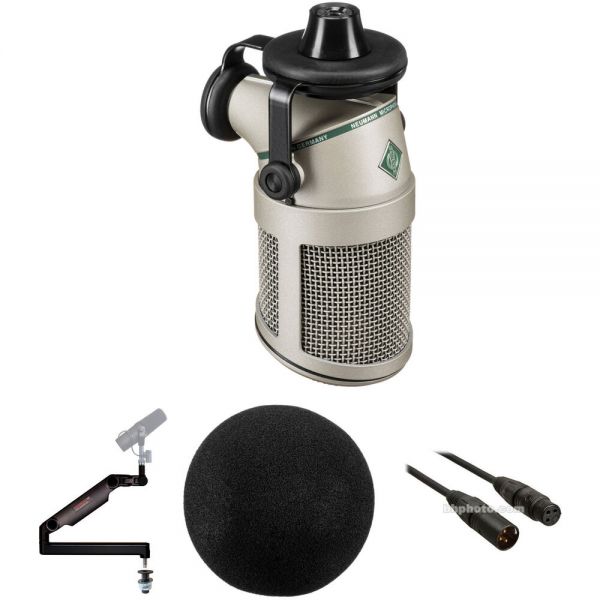 Neumann 노이만 BCM 705 Dynamic Broadcast Microphone Kit with Boom Arm, 케이블, 윈드스크린 : 라임비스타