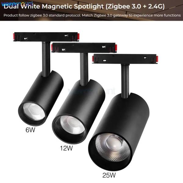 Miboxer 듀얼 화이트 지그비 3.0 마그네틱 LED 스포트라이트 스마트 천장 조명 48V 2.4G RF 원격 제어 6W : 더블유허브넷K