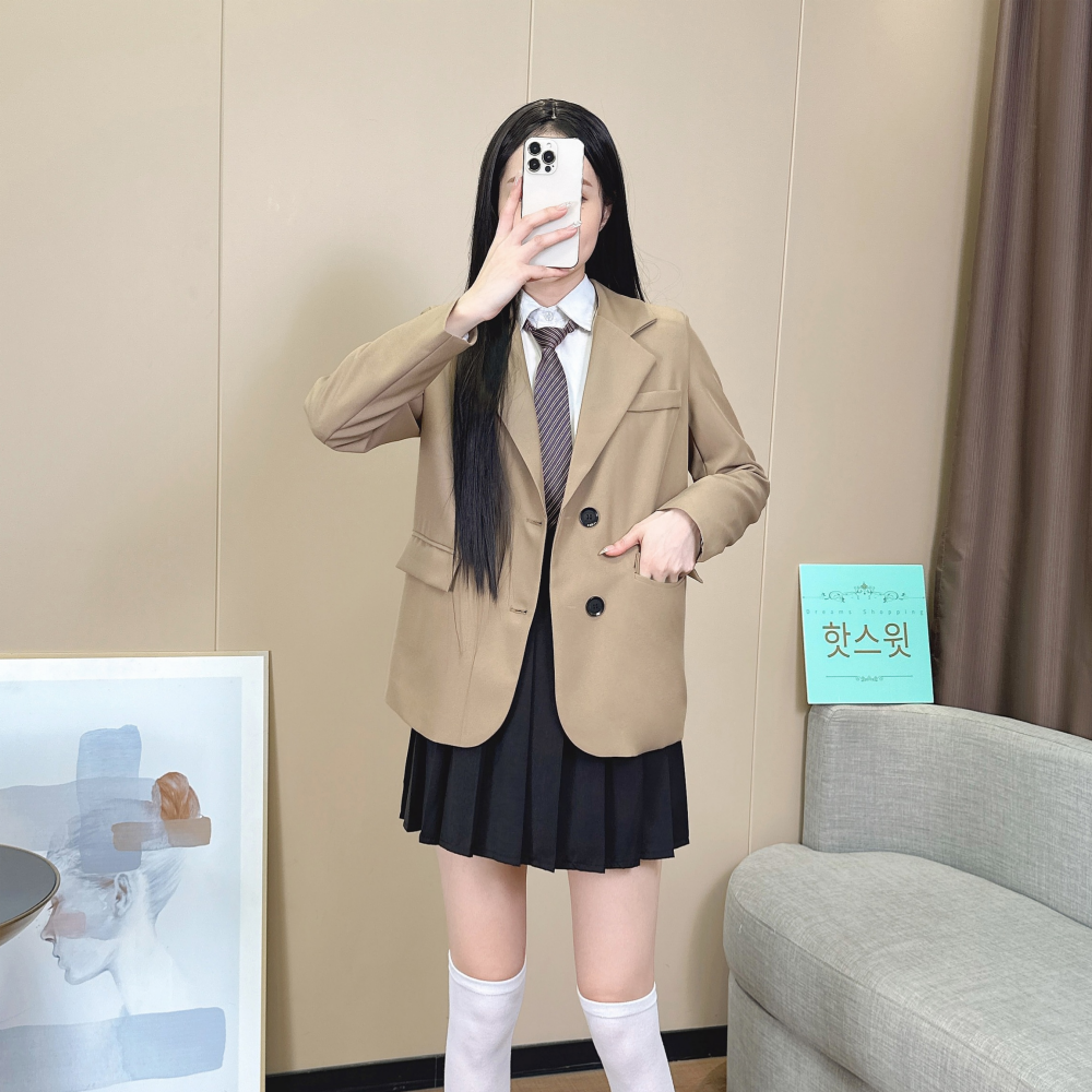 여성 자켓 봄 가을 교복 마이 디토 스타일 간절기 브라운 자켓 : 핫스윗