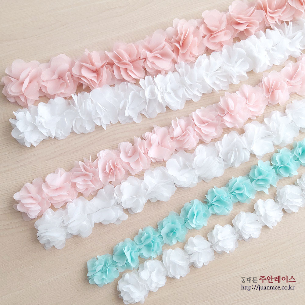 미니 플라워 코사지 레이스 웨딩장식 꽃코사지 줄레이스 의류부자재 DIY악세사리 옷리폼 : 주안레이스