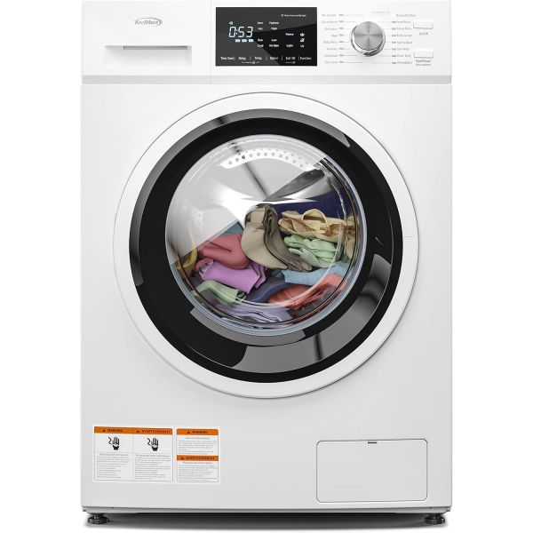 쿨모어 FLW3CWH 전면 하중 기계 2.7 Cu. Ft 20분 퀵 12번 세탁 사이클 조용한 인버터 모터 120V 중간24 화이트 Washer : 좋은머니크루원