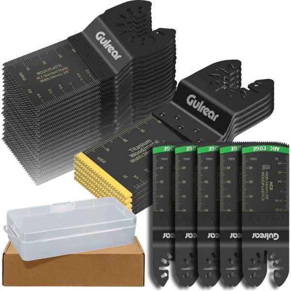 50PCS 범용 진동 공구 톱 블레이드, 금속 및 경질 재료용 5PCS 티타늄 멀티 블레이드 포함, 퀵 릴리즈 블레이드는 대부분의 모델에 적합... 