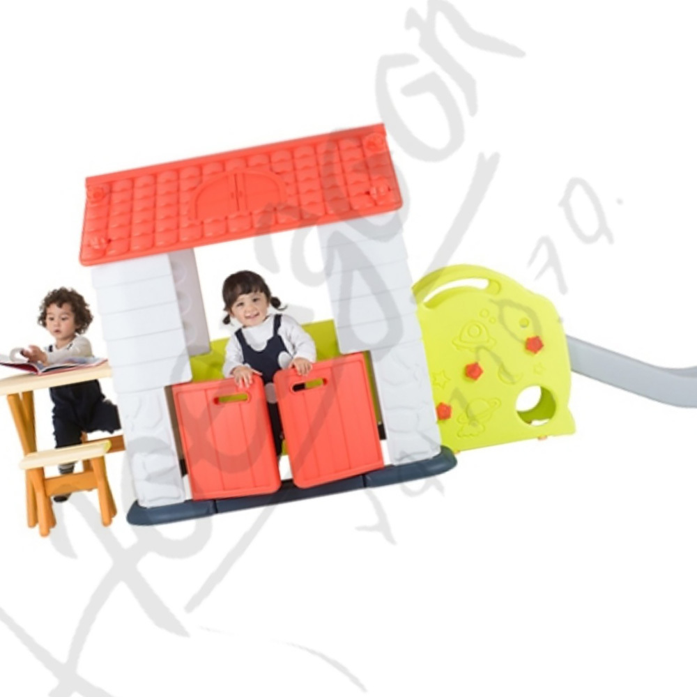 삼안 에듀플레이하우스4 미끄럼틀 책상의자세트 코랄 여아장남감 집장난감 인형놀이집 : 삼안2404