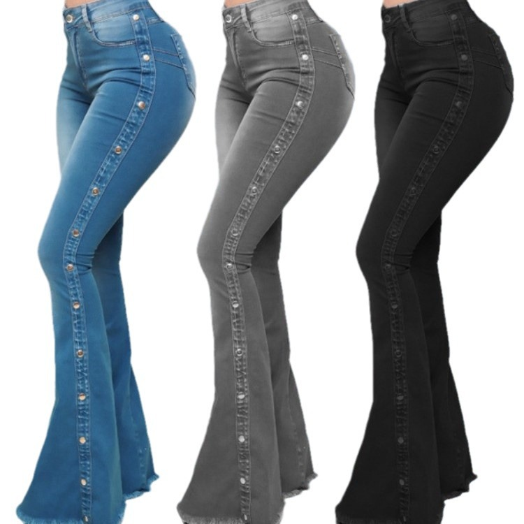 하이웨스트 탄력 여자 나팔청바지 힙업 스판 신축 데님 나팔바지 팬츠 5xl 4xl 88 : 가은편집샵