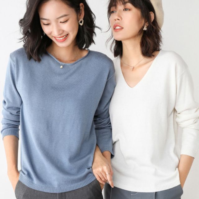 여성 상의 여자 패션 간절기 니트 브이넥 베이직 부드러운 티 가을 가디건 겨울 꽈배기 봄 가벼 : 라피컴