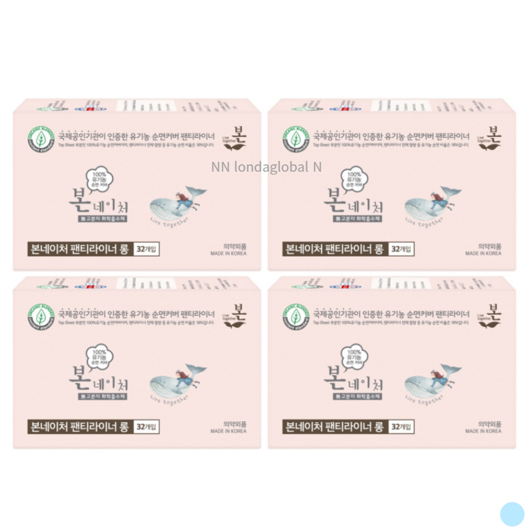 유기농본 네이처 팬티라이너 유기농 생리대 32p 4팩 : 하이하이글로벌