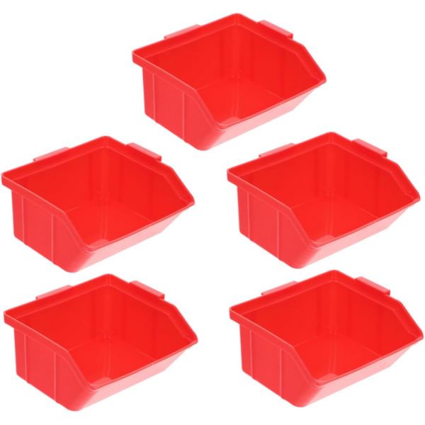 BESTonZON 5pcs 창고 부품 상자 비스듬한 플라스틱 차고 랙 스택형 통 가게 공구 정리 도구 선반 사무실 빨간색 저장 복근 medium : 샵식스
