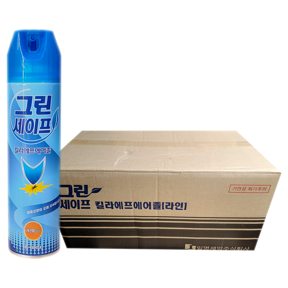 일명제약 모기 파리 살충제 그린세이프 킬라 에프 에어졸 레몬향 400ml x 40개 : 예성마켓