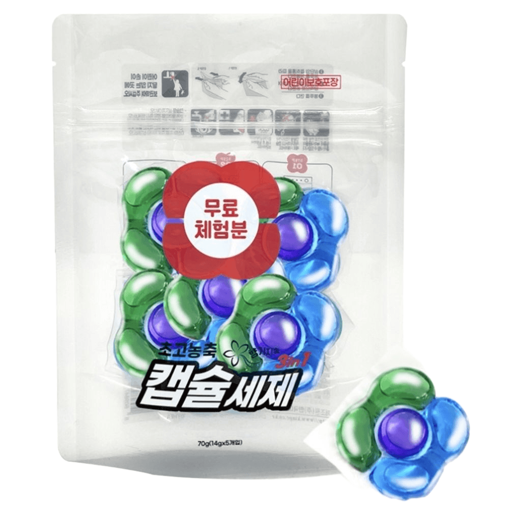 탑스텝 세제 캡슐세제 5개입 체험팩, 1인가구, 여행용 세탁세제 : borabest