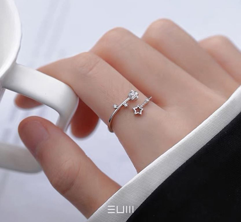 프리미엄S925 소행성 별 오픈반지 큐빅 반지 : CNW99