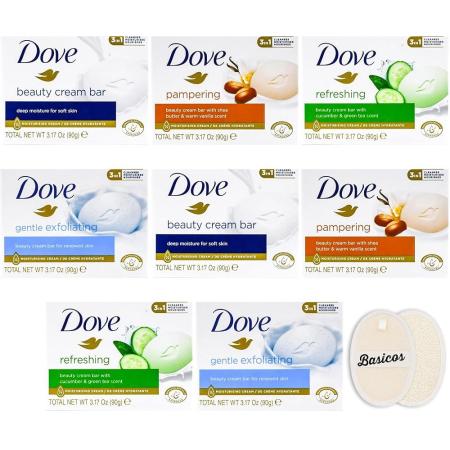 비누 도브 Beauty Bar Soap Variety Pack of 8 Go Fresh Shea Butter White Exfoliating 90g 4 Scents 2 Each P : 벨디온