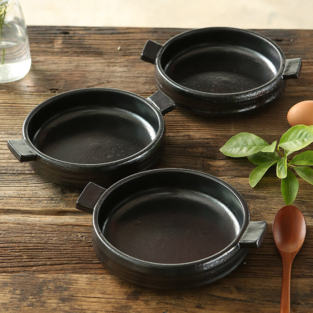 명 내열냄비 뚝배기 세라믹 계란찜 덮밥 식당 한식 업소용 손잡이팬 소 : 문스키친