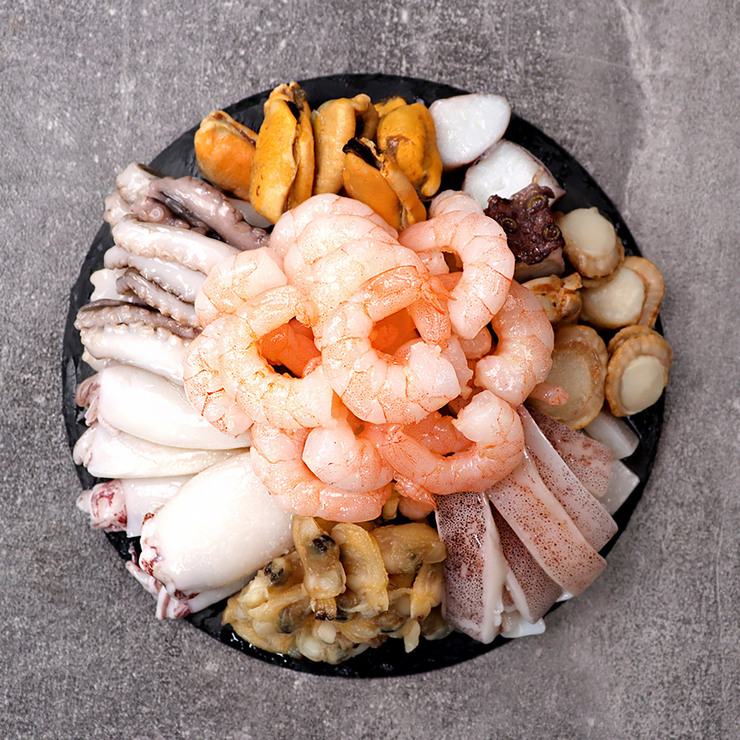 해물잔치 1100G X 2 손질된 해물 씨푸드 수산물 새우 오징어 바지락 쭈꾸미 홍합살 코스트코 모듬 세트 : 코코구마