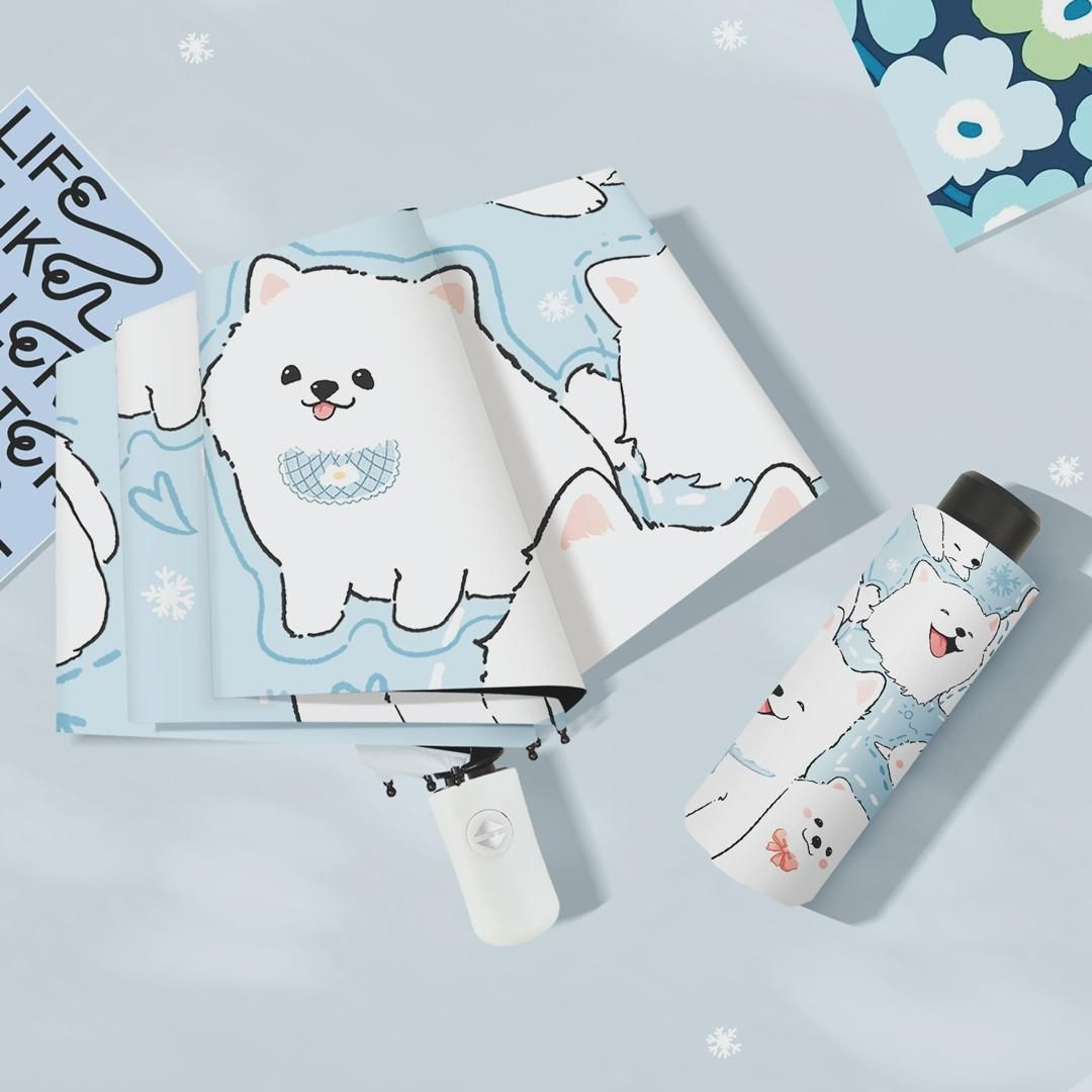 신상 우산 하루비 양용 캐릭터 큐티 파라솔 자외선 차단 컴팩트 휴대용 양산 여자 자동 접이식 우산 : 스냅펭귄