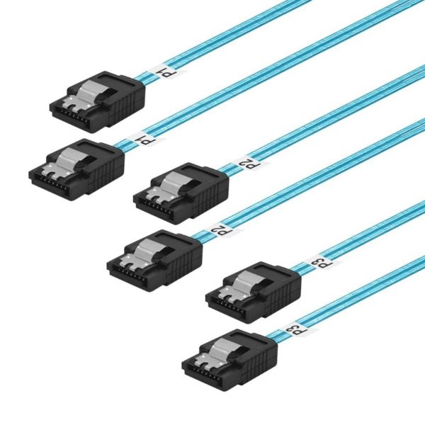 ADCAUDX SATAIII 케이블 12인치 3팩 SATA 6Gbps 유연한 스트레이트 SSD HDD Blue0.3용 잠금 래치가 있는 ThinSATA 케이블M... 