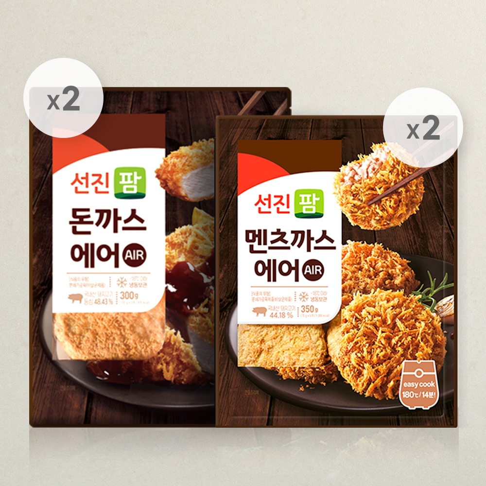 선진팜 통등심돈까스 에어 2봉 + 멘츠까스 에어 2봉 : 선진팜