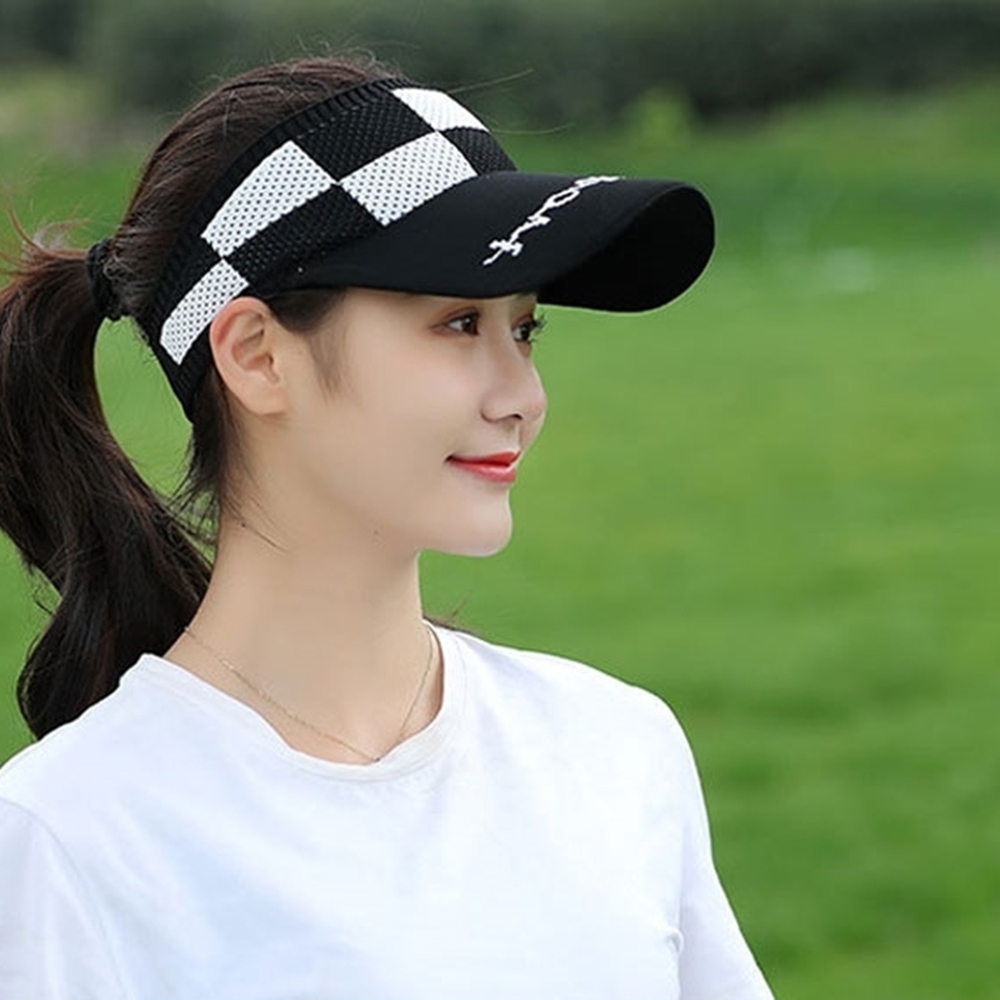 체크무늬 여성 골프 모자 여자 선캡 : 미소온샵