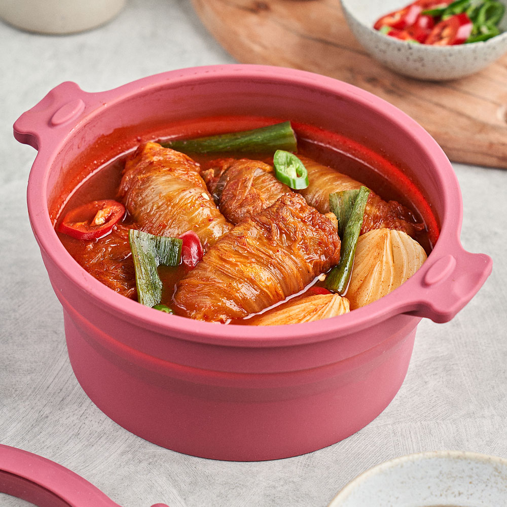 쿠버 만능쿡 냄비 (대) 실리콘 전자레인지용기 계란찜기 라면용기 : 베카코리아-원더홈리빙