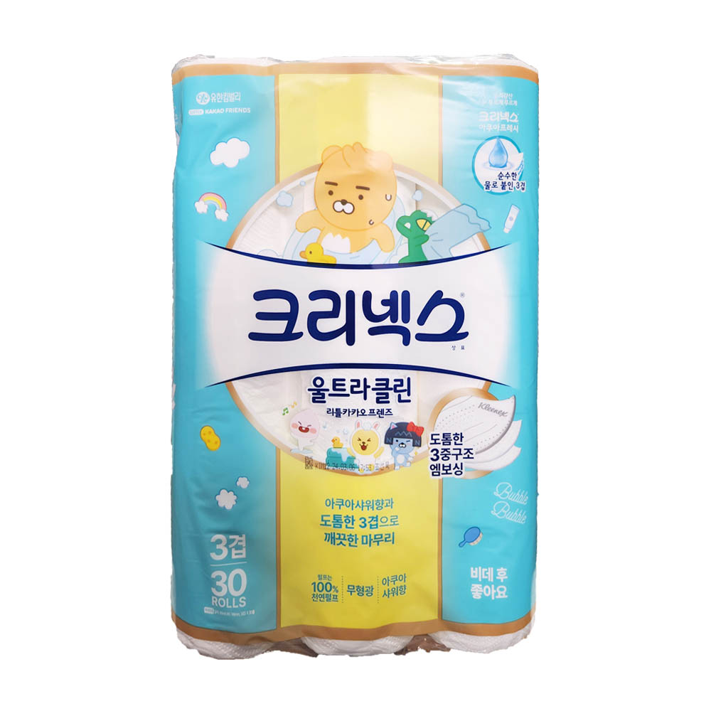 크리넥스 도톰한 3겹 울트라클린 카카오프렌즈 30m 30롤 화장지 : 모던Shop