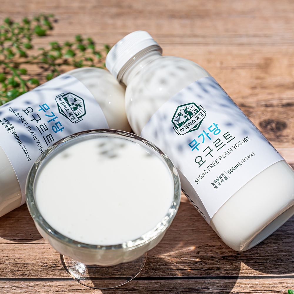제주아침미소목장 무가당요구르트 500ml 자유방목동물복지원유사용 신선 아침대용 플레인 쾌변요거트 : 제주 아침미소목장