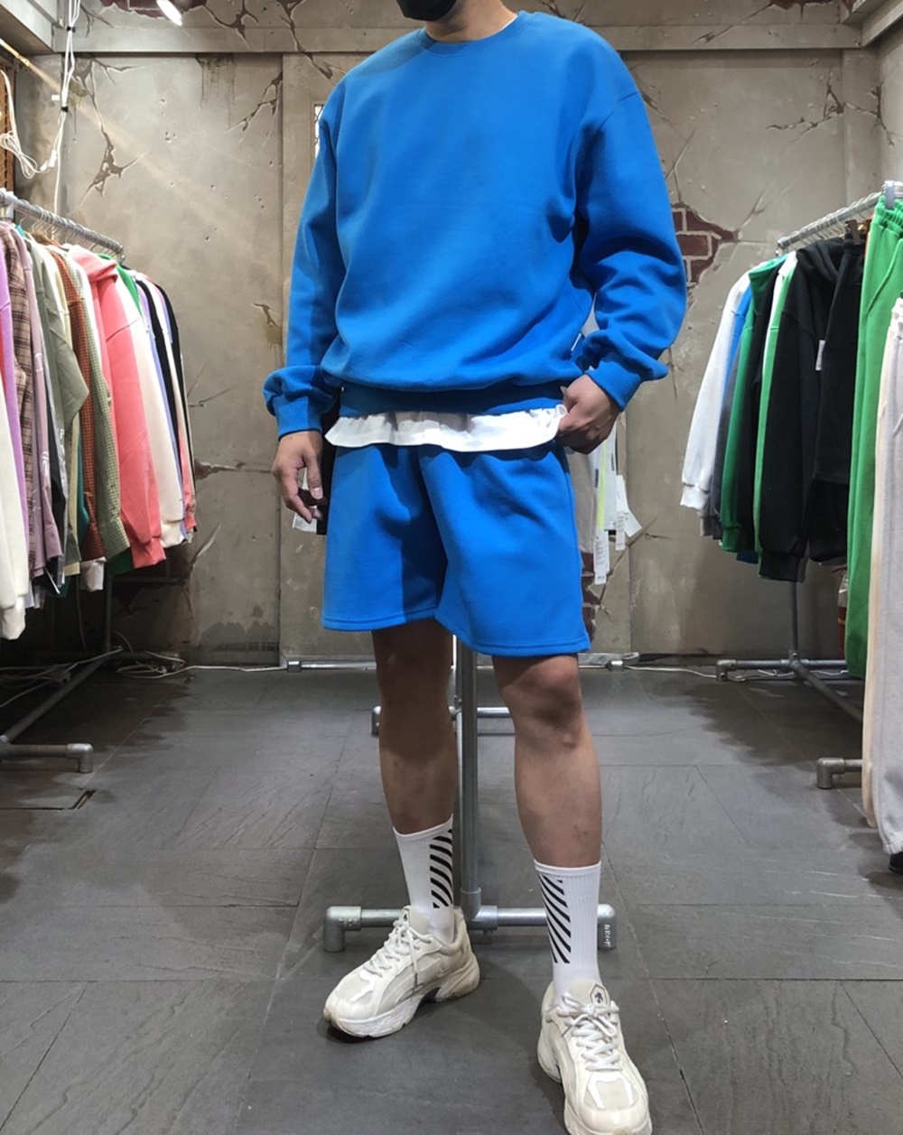 봄 여름 이중지합포 P마카롱 감탄 반바지 팬츠 L,XL : 고노미맨즈