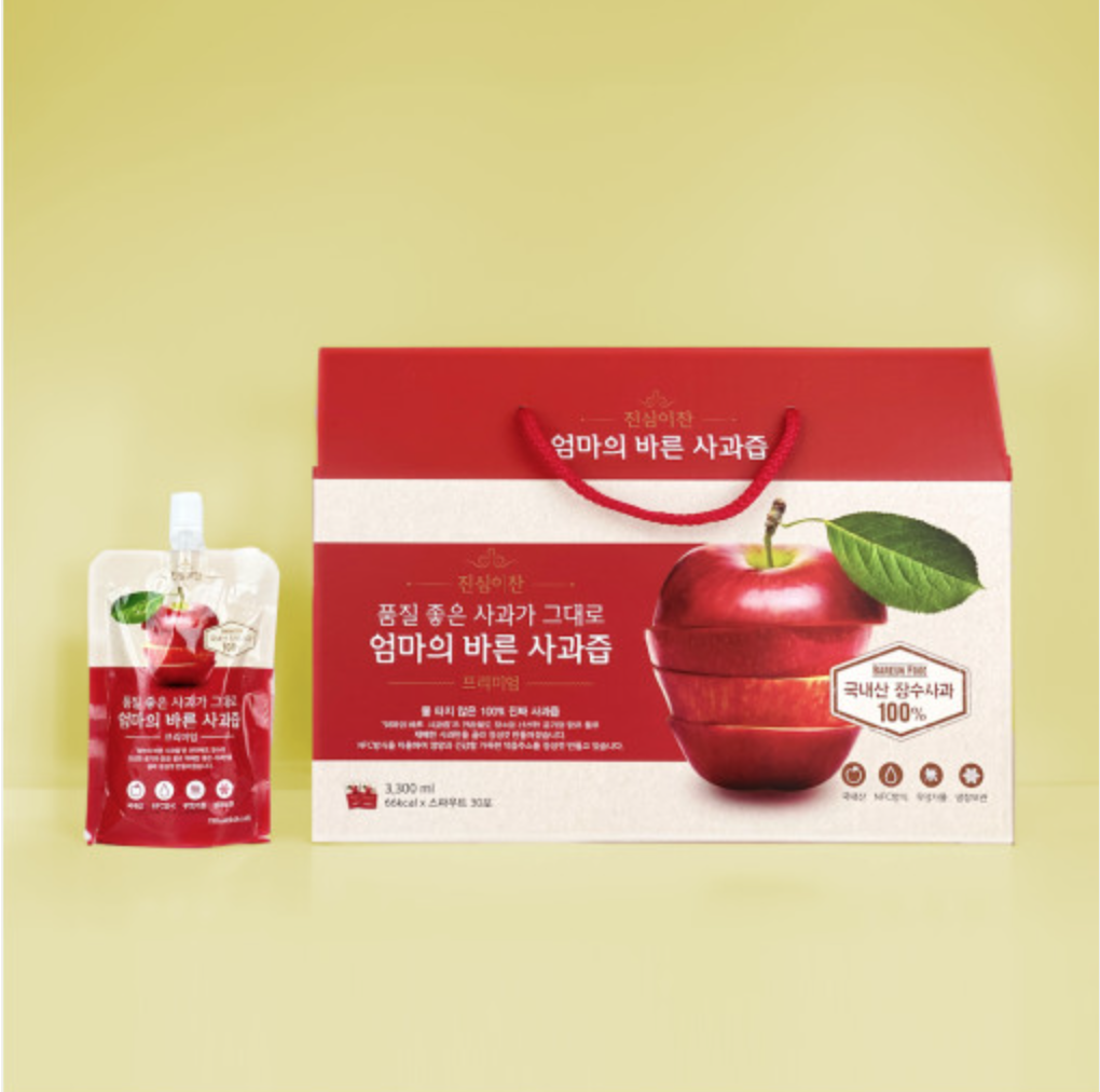 엄마의 바른 사과즙 30팩 국산 해썹 100% : 따부푸드