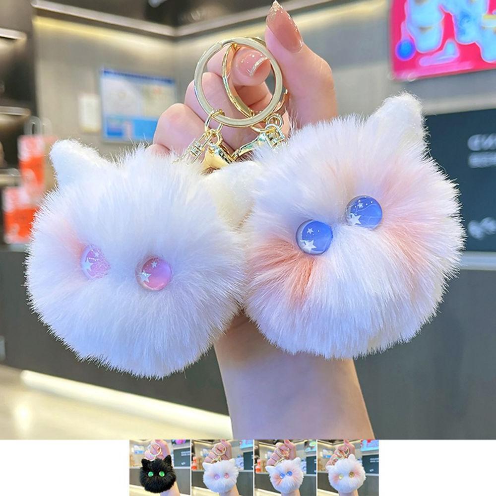 열쇠 가방털 장식고리 고양이 털키링 자동차키링 키고리 : 송림유통