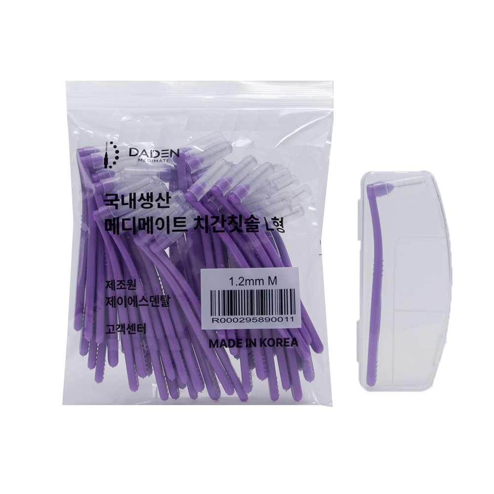 다덴 제이에스 메디메이트 어금니 치간칫솔 L형 50P 다양한사이즈+치실 치간칫솔 보관대 : 다덴공식스토어