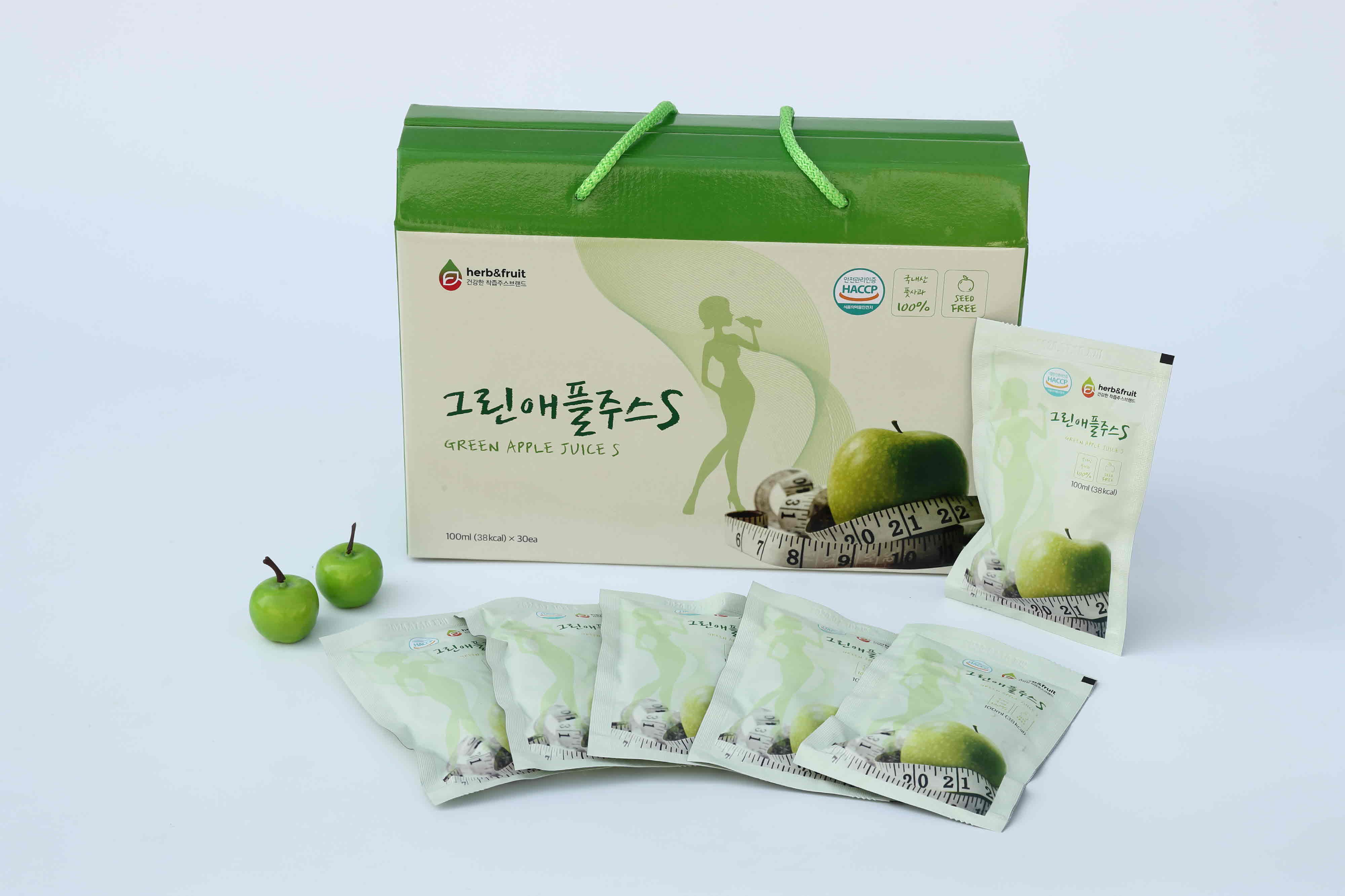 100% 풋사과로 착즙한 씨없는 영주 풋사과즙 그린애플주스S 30포 : 소백산하늘
