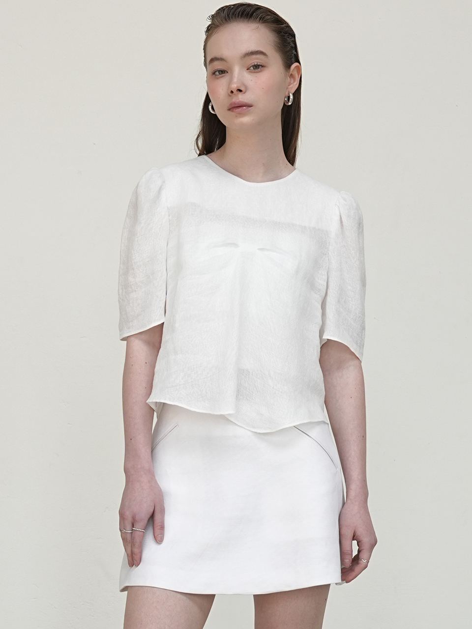 [ U I J I ] Double Pintuck Blouse IVORY : UIJI