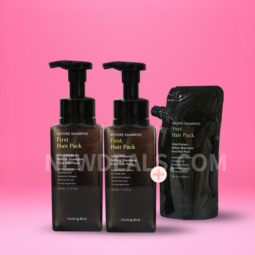 힐링버드 헤어팩 울트라 프로틴 퍼스트 샴푸전 헤어팩 330ml+300ml+리필 200ml : 뉴딜스