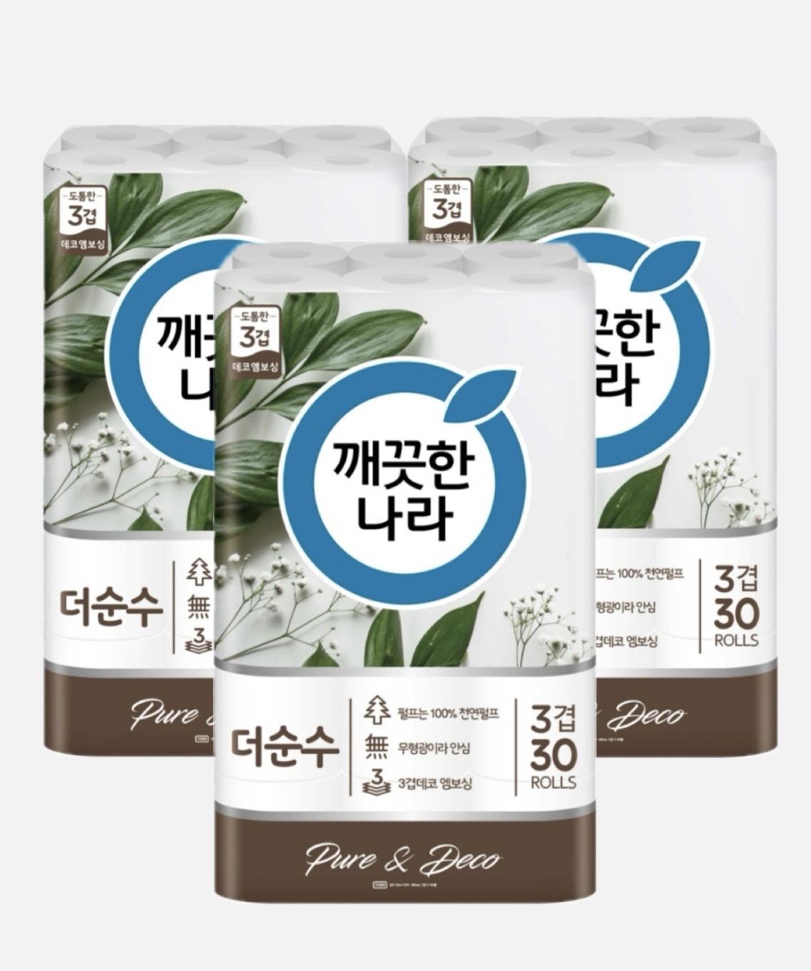 깨끗한나라 더순수 3겹 30롤 화장지 x 3팩 : 클린가든