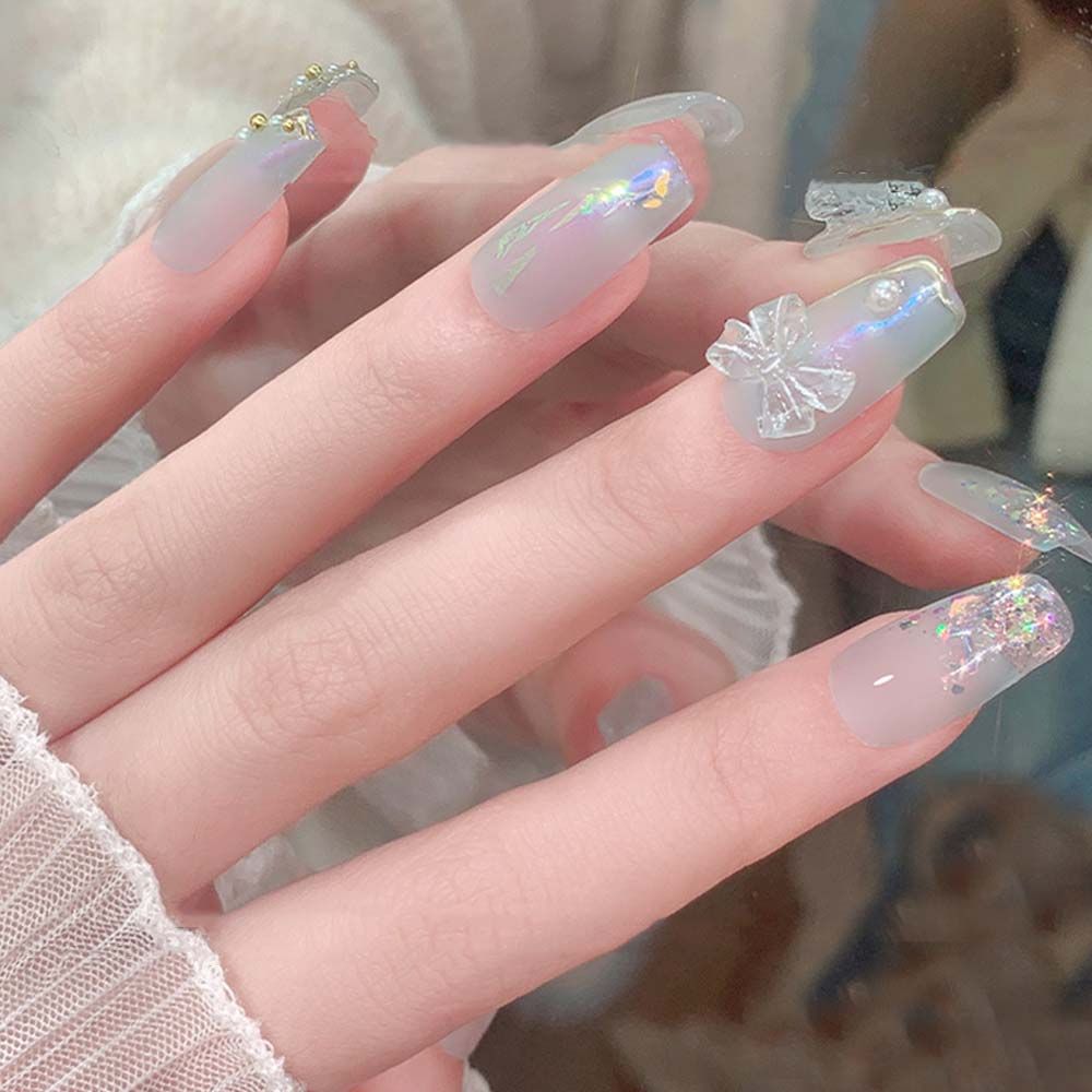 오로라 투명 젤네일 파츠 - 꽃 리본 나비 모양 : 대박네일